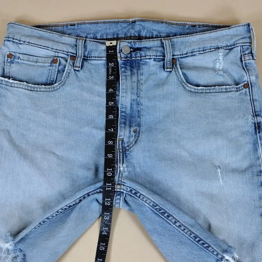 Levi’s Skinny Taper Jeans Men’s 38x32 Light Blue Denim Fringe